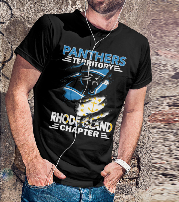 Panthers Territory Rhode Island Chapter Flag And Team Logo Fusion T-Shirt