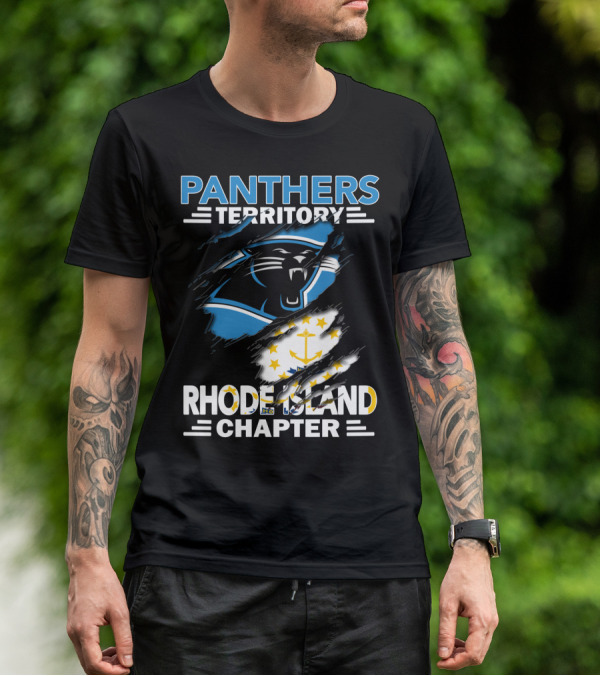 Panthers Territory Rhode Island Chapter Flag And Team Logo Fusion T-Shirt