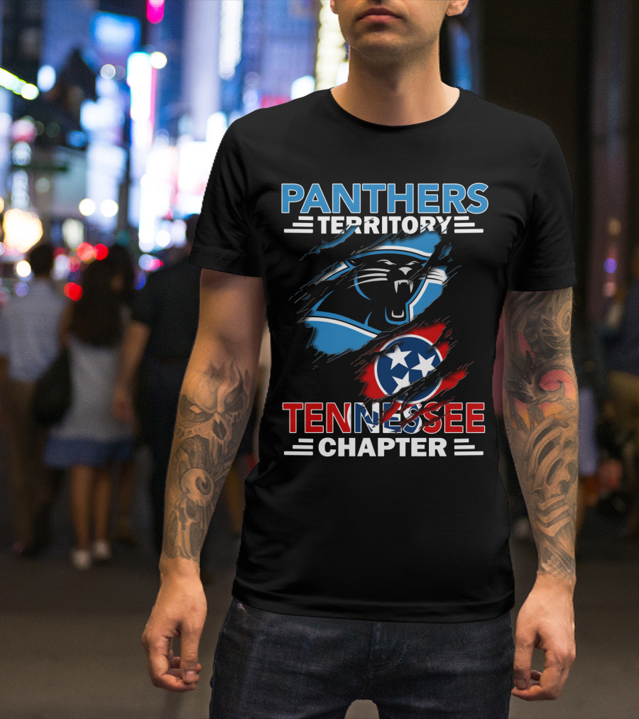 Panthers Territory Tennessee Chapter With Carolina Panthers Logo And Tennessee Flag T-Shirt