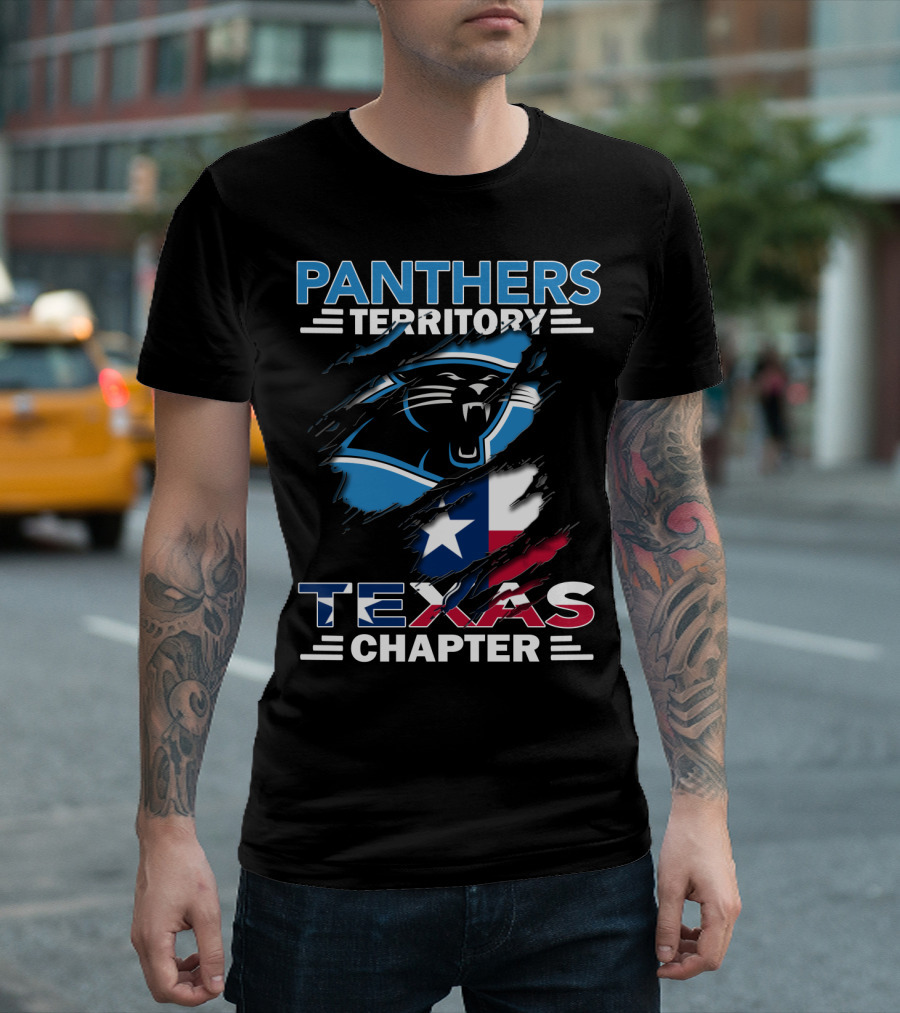 Panthers Territory Texas Chapter Logo with Texas Flag and Panther Emblem T-Shirt