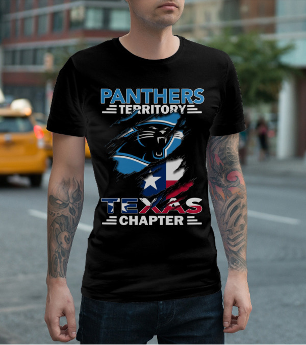 Panthers Territory Texas Chapter Logo With Texas Flag And Panther Emblem T-Shirt