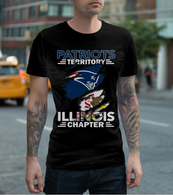 Patriots Territory Illinois Chapter New England Patriots Logo And Illinois Flag T-Shirt