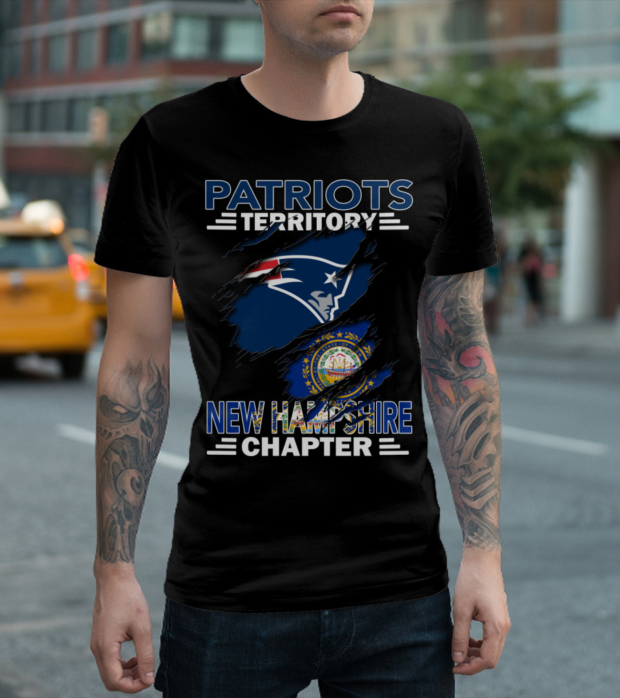 Patriots Territory New Hampshire Chapter Logo With New England Flag And State Seal T-Shirt