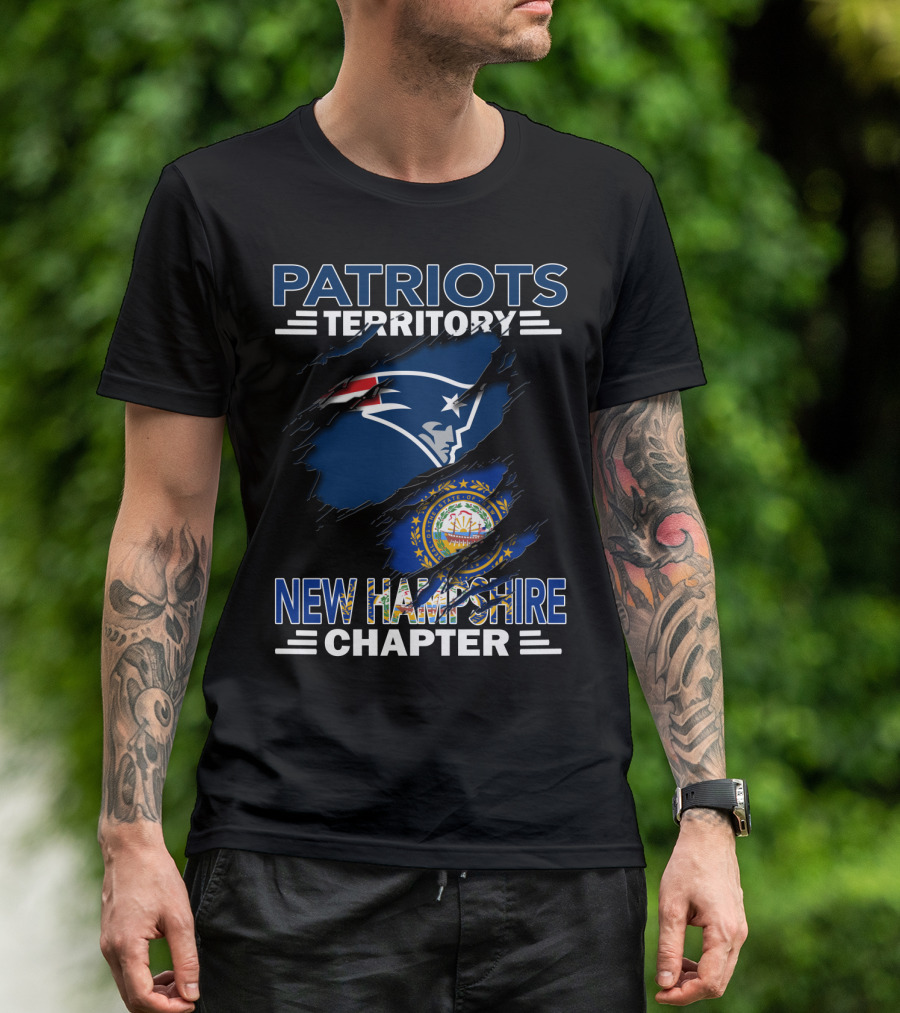 Patriots Territory New Hampshire Chapter Logo With New England Flag And State Seal T-Shirt