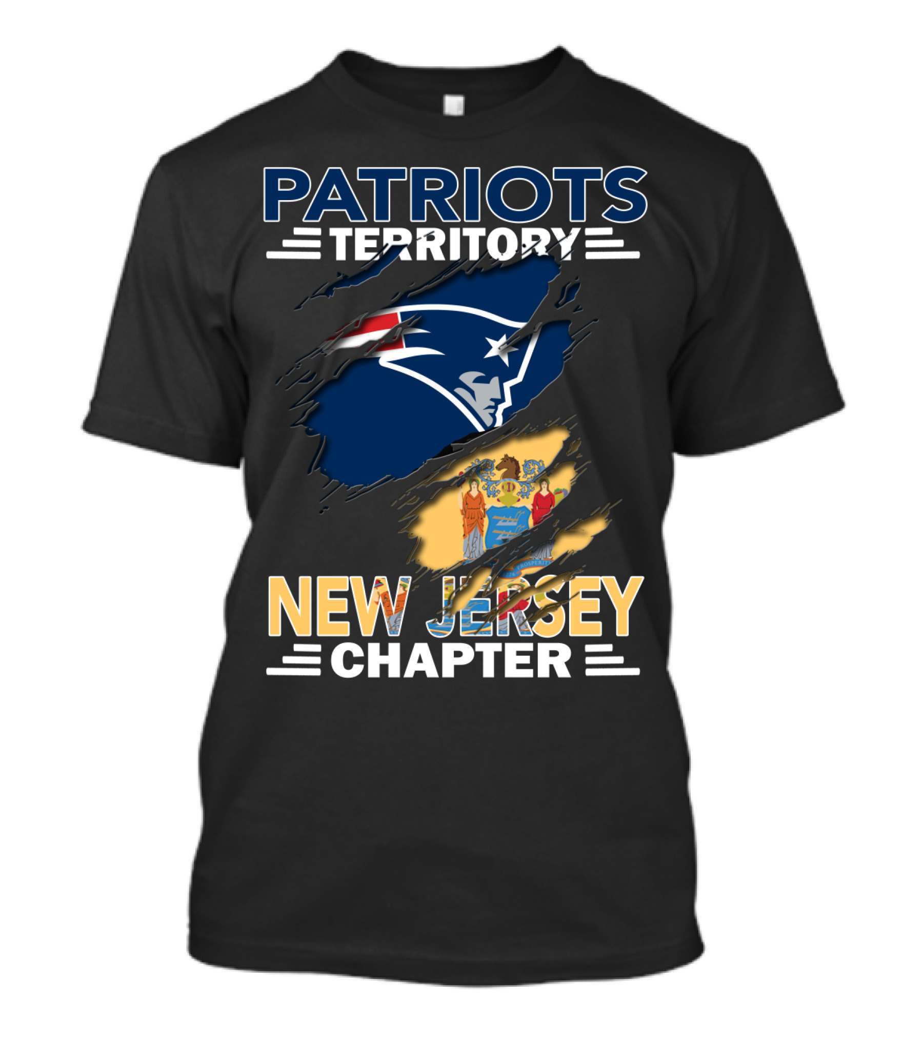 Patriots Territory New Jersey Chapter NFL Team Local Supporters T-Shirt
