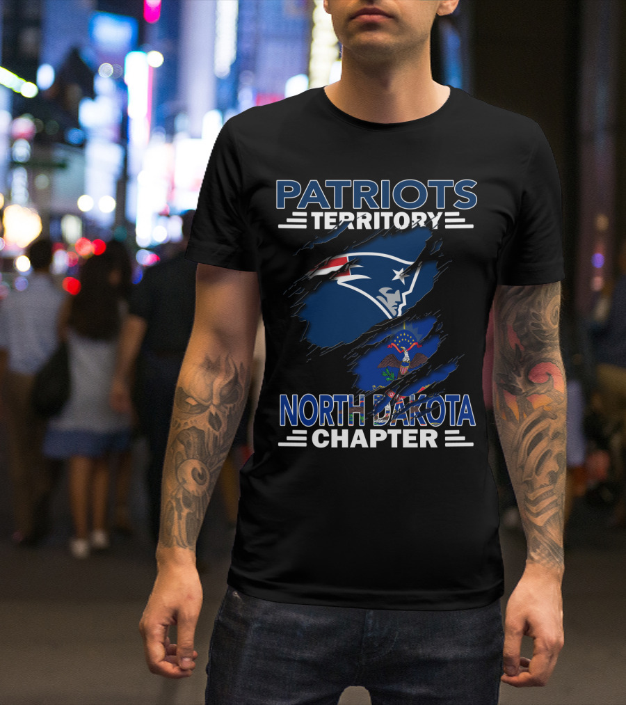 Patriots Territory North Dakota Chapter With Team Logo And State Flag T-Shirt