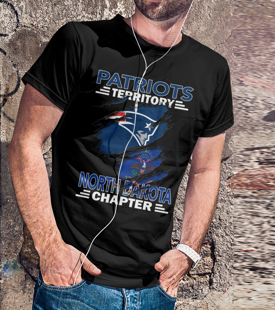 Patriots Territory North Dakota Chapter With Team Logo And State Flag T-Shirt