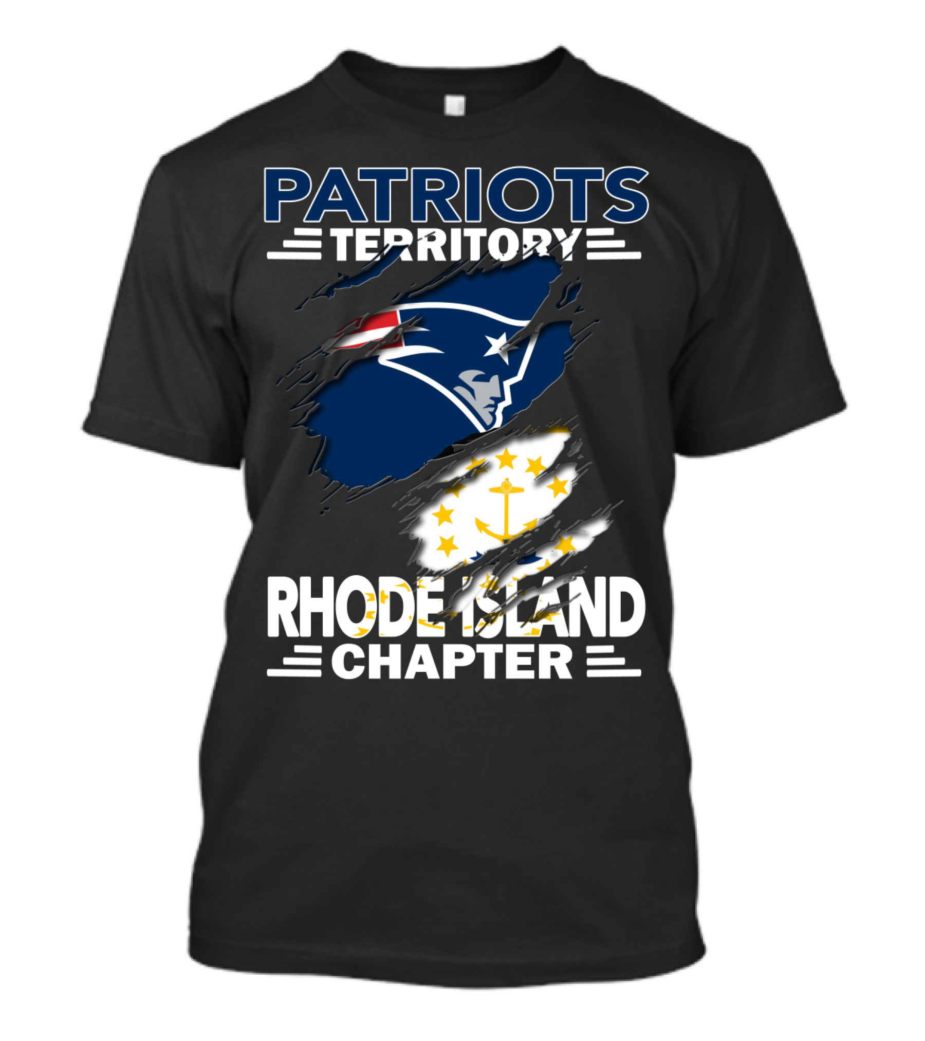 Patriots Territory Rhode Island Chapter Patriots Logo And Rhode Island Flag Elements T-Shirt