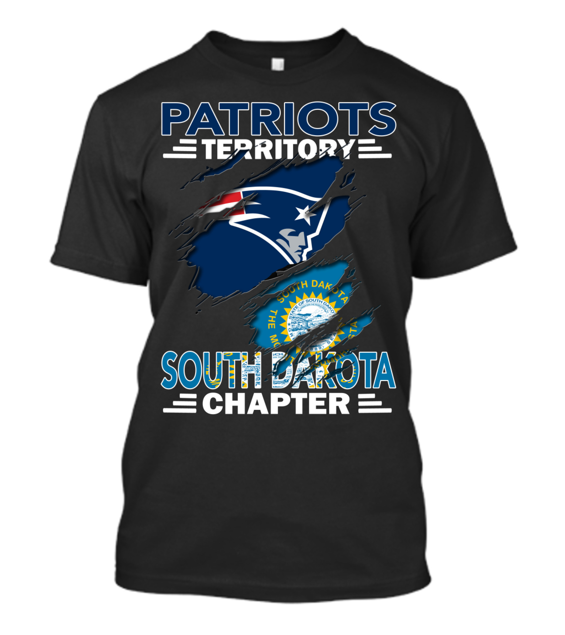 Patriots Territory South Dakota Chapter New England Patriots Logo And South Dakota Seal T-Shirt