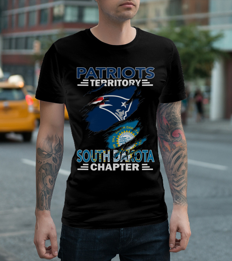 Patriots Territory South Dakota Chapter New England Patriots Logo and South Dakota Seal T-Shirt