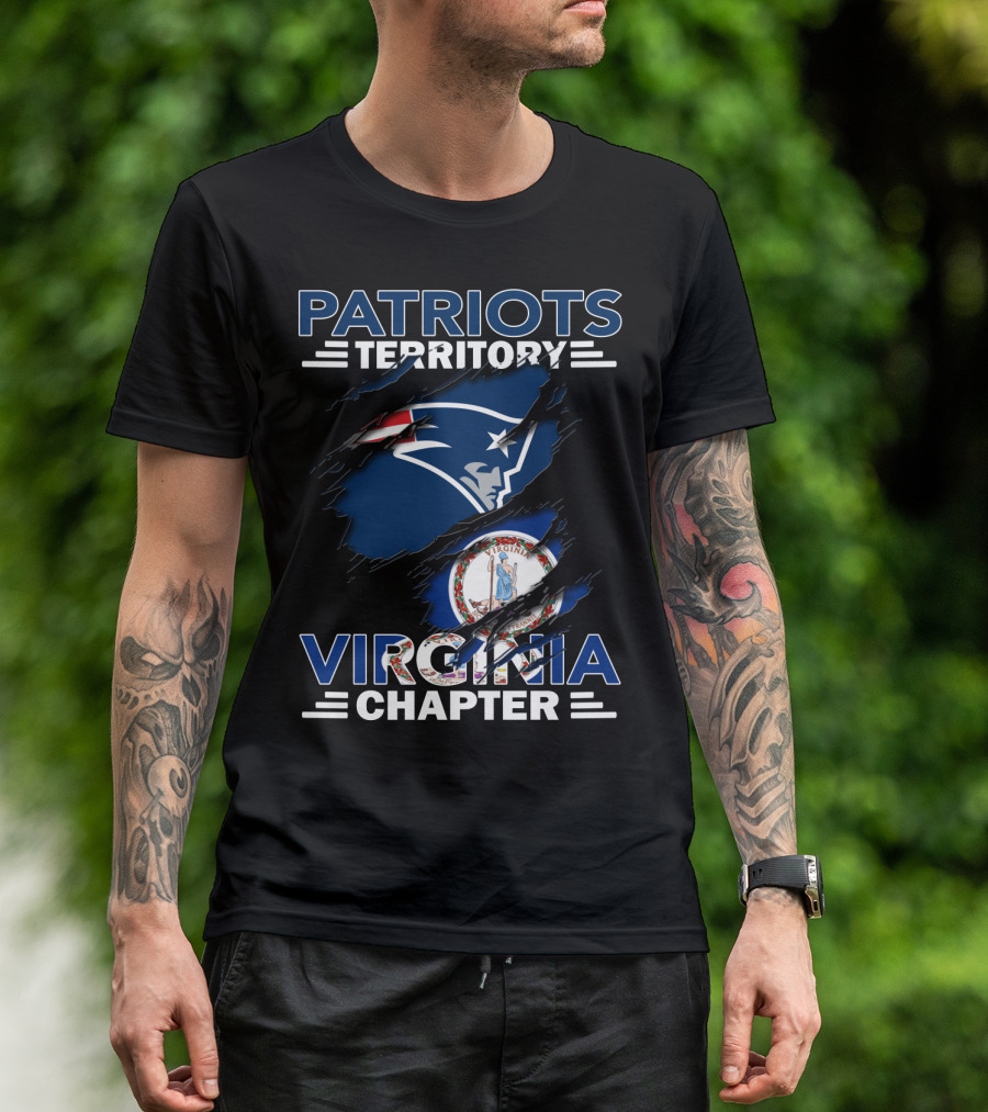 Patriots Territory Virginia Chapter New England Fan Club With Virginia State Seal T-Shirt