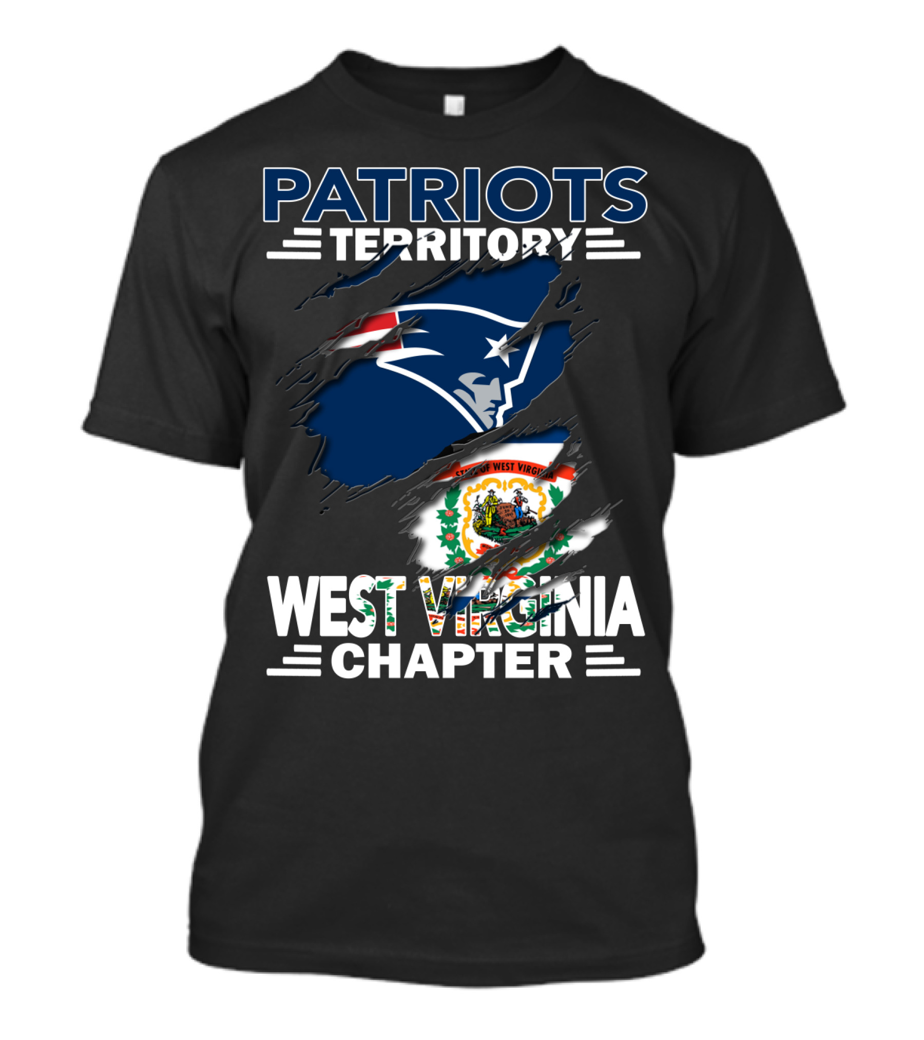 Patriots Territory West Virginia Chapter New England Patriots And West Virginia State Flag T-Shirt