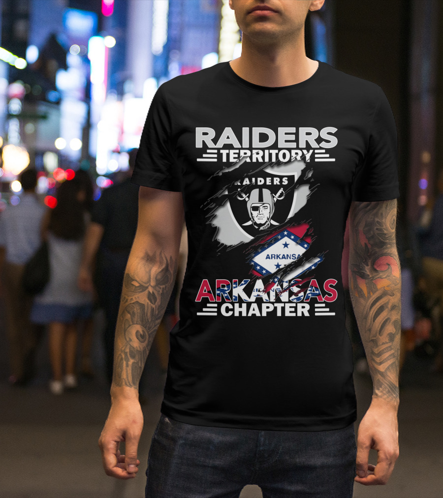 Raiders Territory Arkansas Chapter With Raiders Logo And Arkansas Flag T-Shirt