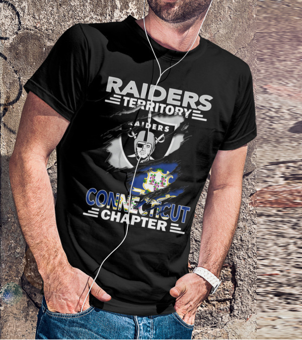 Raiders Territory Connecticut Chapter Shield And State Flag Fusion T-Shirt