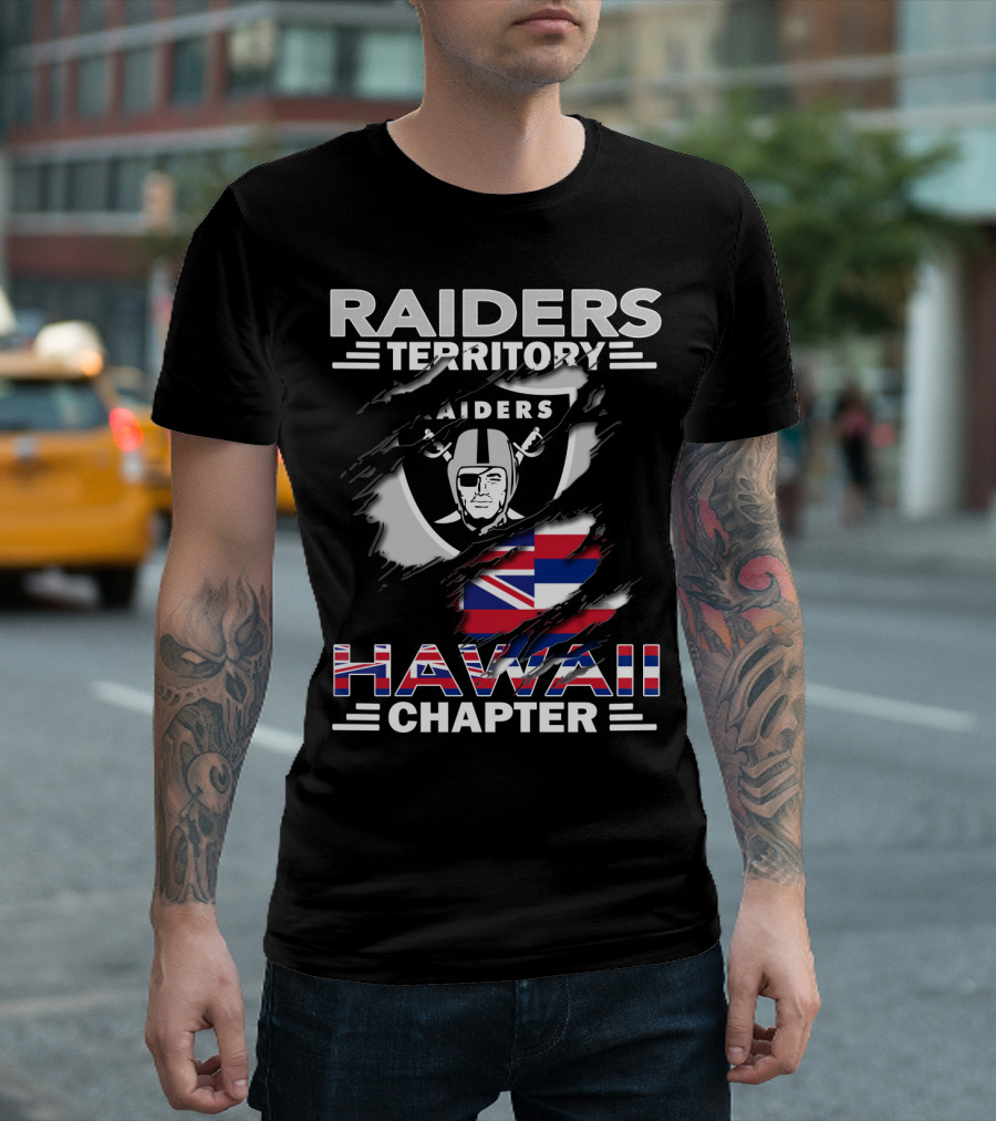Raiders Territory Hawaii Chapter Nfl Raiders Logo With Hawaiian Flag Elements T-Shirt