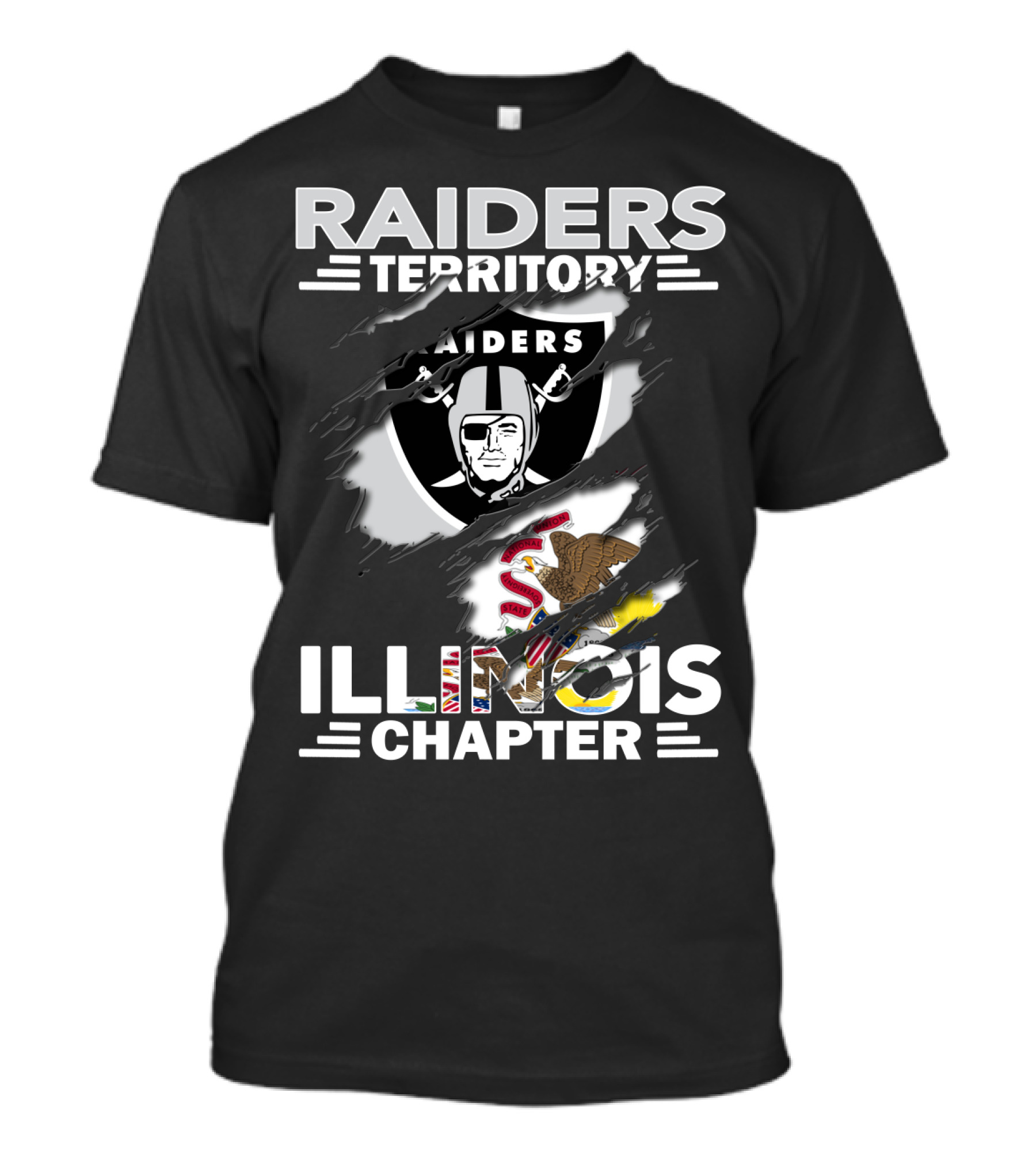 Raiders Territory Illinois Chapter Raiders Logo And Illinois State Flag T-Shirt