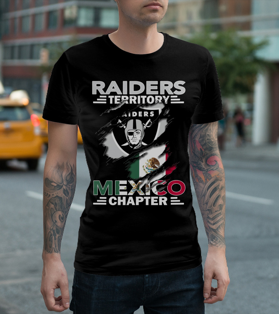 Raiders Territory Mexico Chapter Raiders Shield Mexican Flag T-Shirt