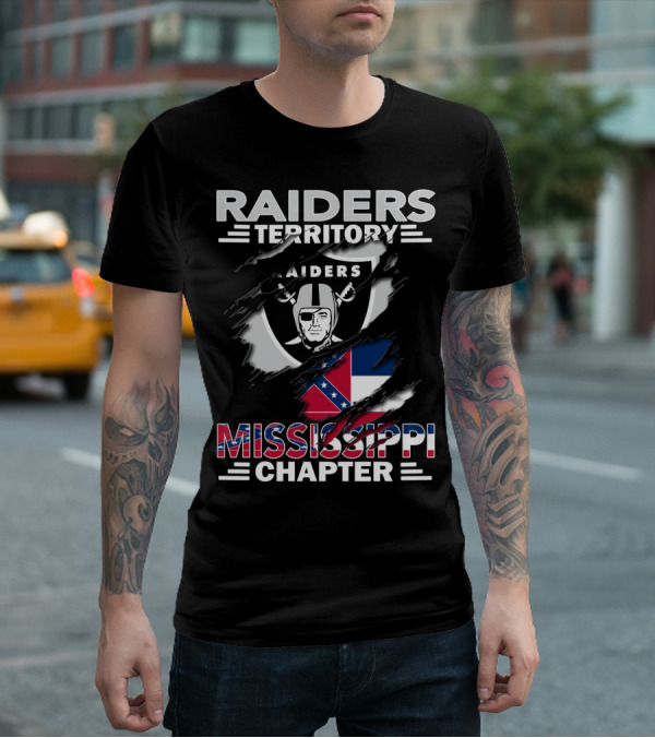 Raiders Territory Mississippi Chapter With Raiders Shield And Mississippi Flag Elements T-Shirt