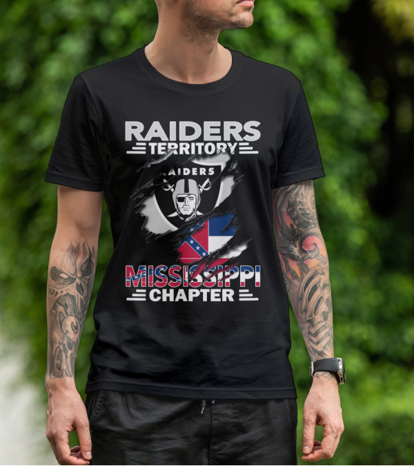 Raiders Territory Mississippi Chapter With Raiders Shield And Mississippi Flag Elements T-Shirt