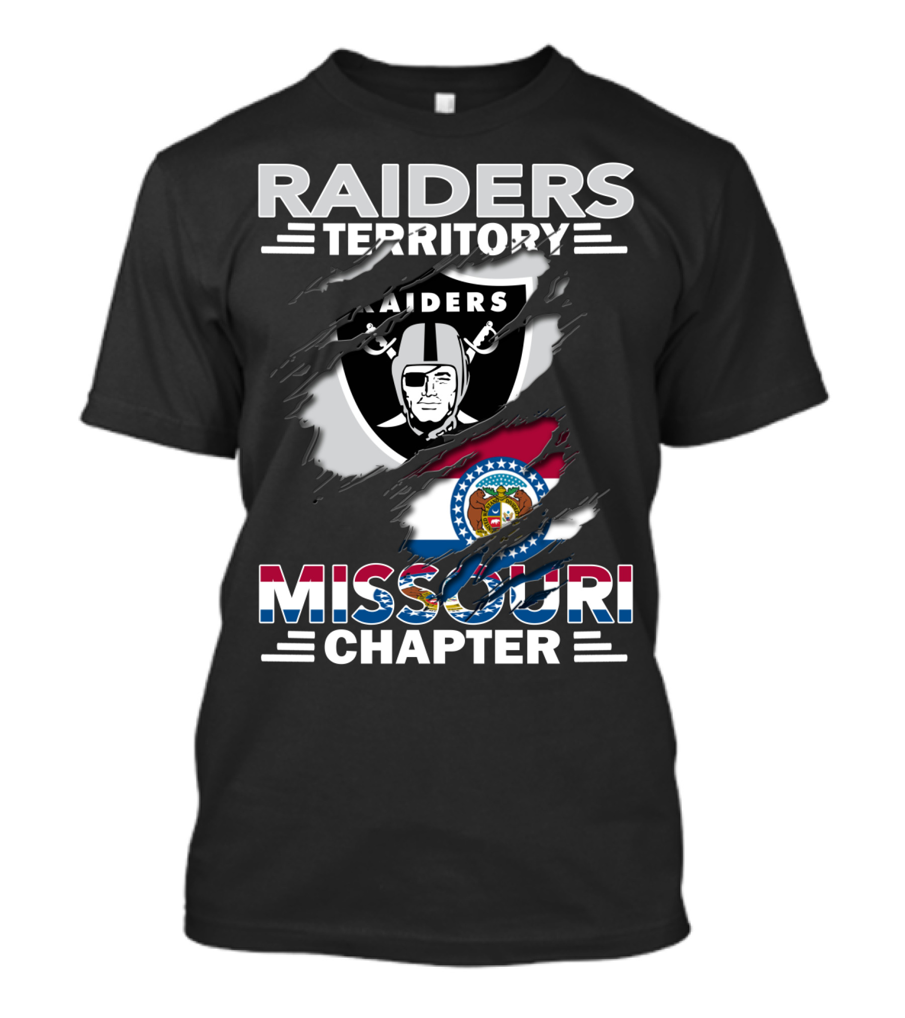 Raiders Territory Missouri Chapter Flag Raiders Logo Missouri State T-Shirt