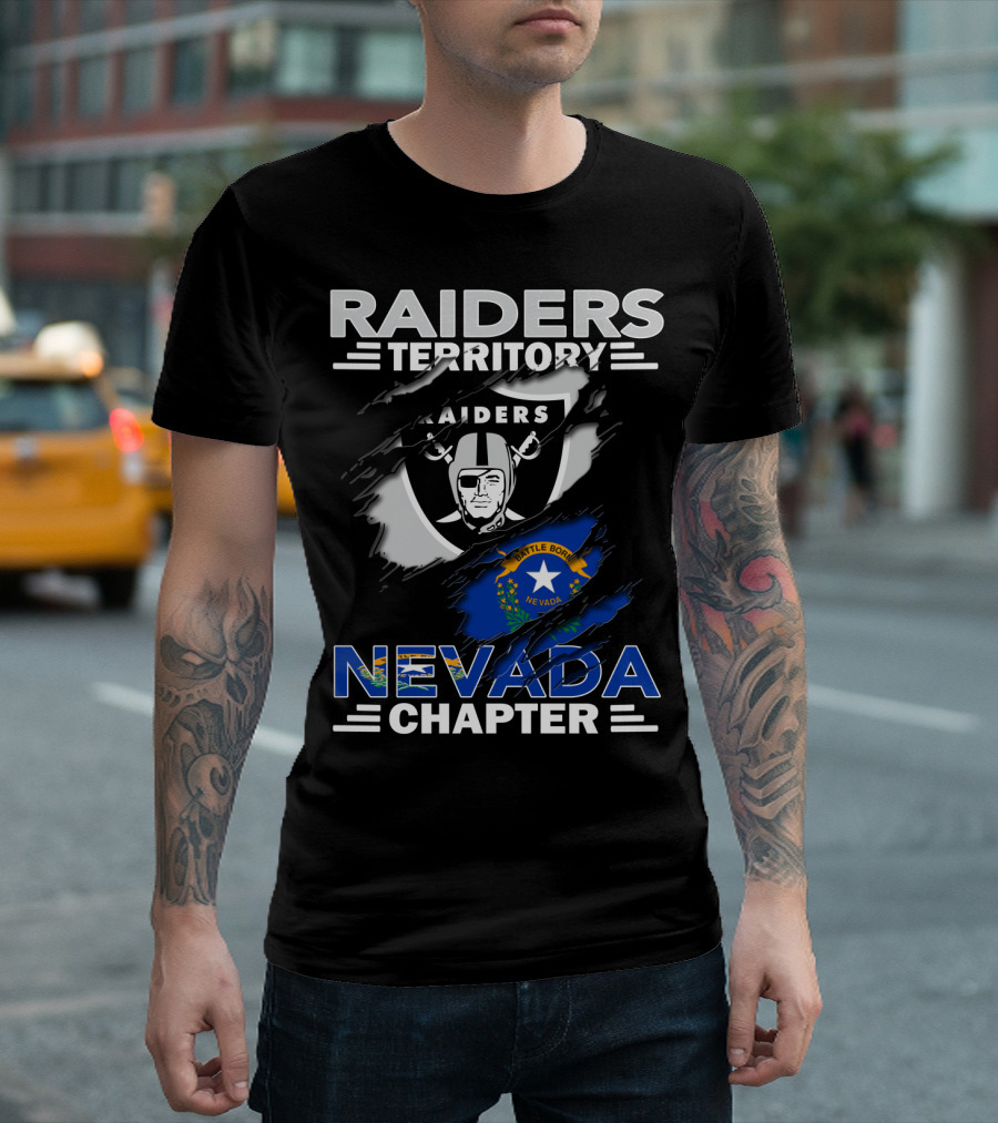 Raiders Territory Nevada Chapter Battle Born Flag Crest T-Shirt