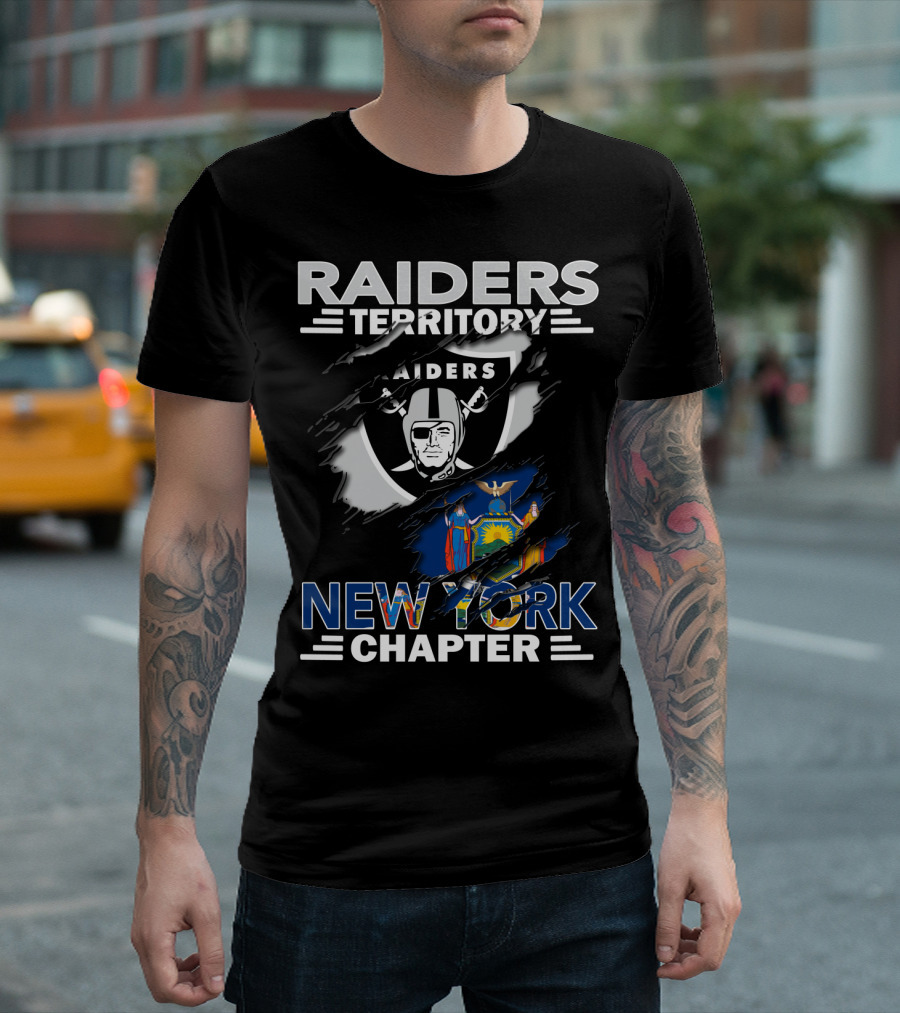 Raiders Territory New York Chapter Shield And State Symbol Integration T-Shirt