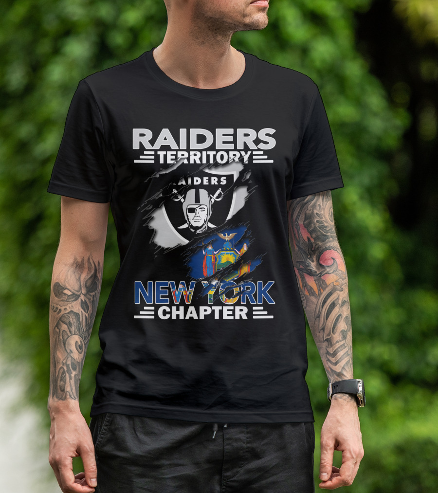 Raiders Territory New York Chapter Shield And State Symbol Integration T-Shirt