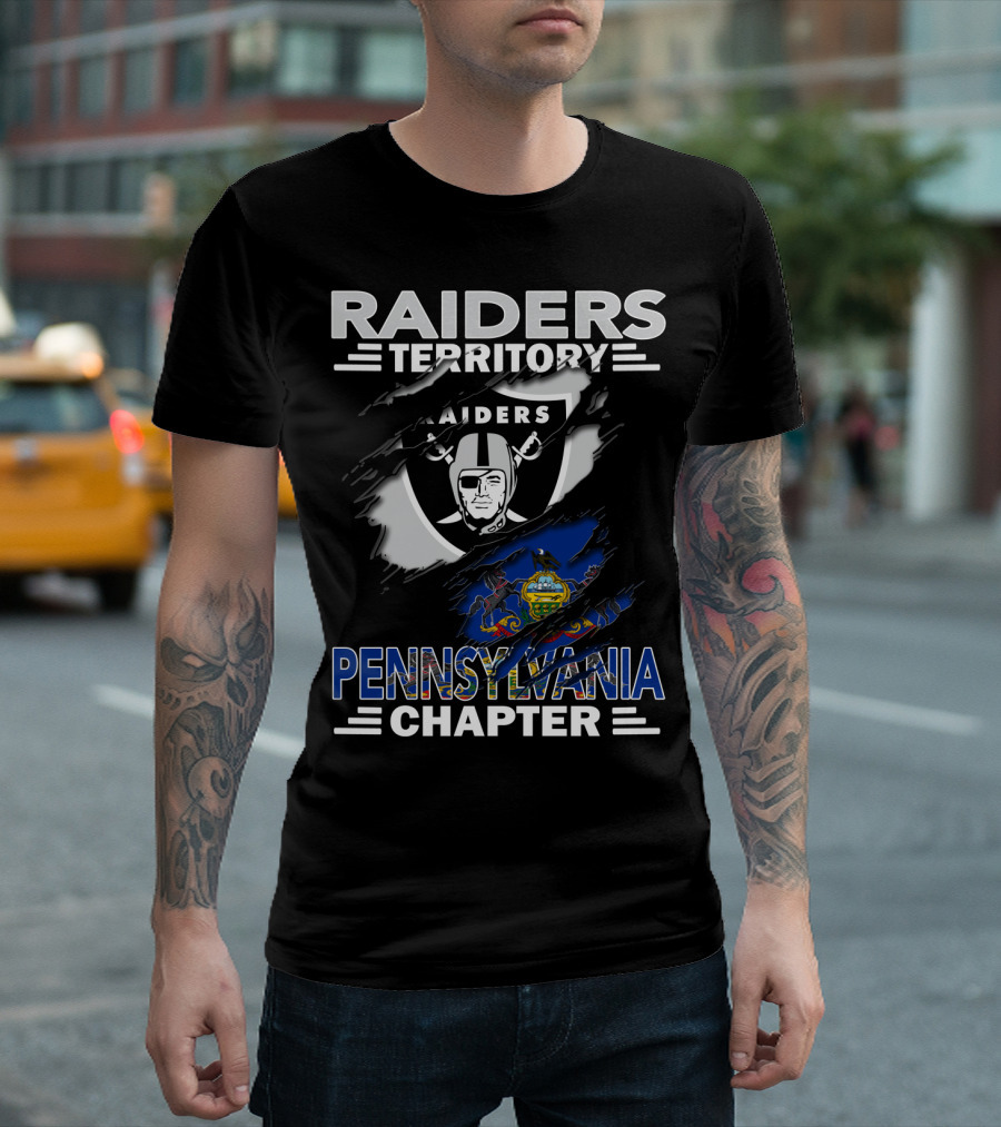 Raiders Territory Pennsylvania Chapter Flag and Logo Mashup T-Shirt