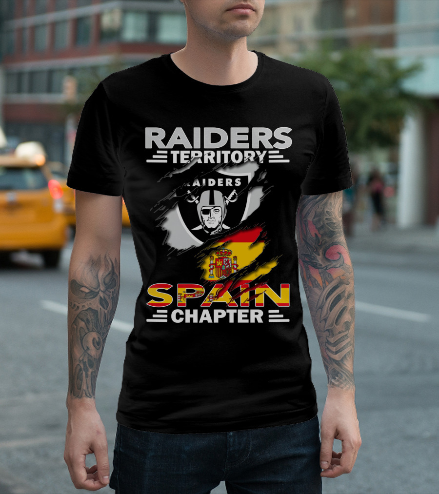 RAIDERS TERRITORY SPAIN CHAPTER FLAG AND SHIELD T-Shirt