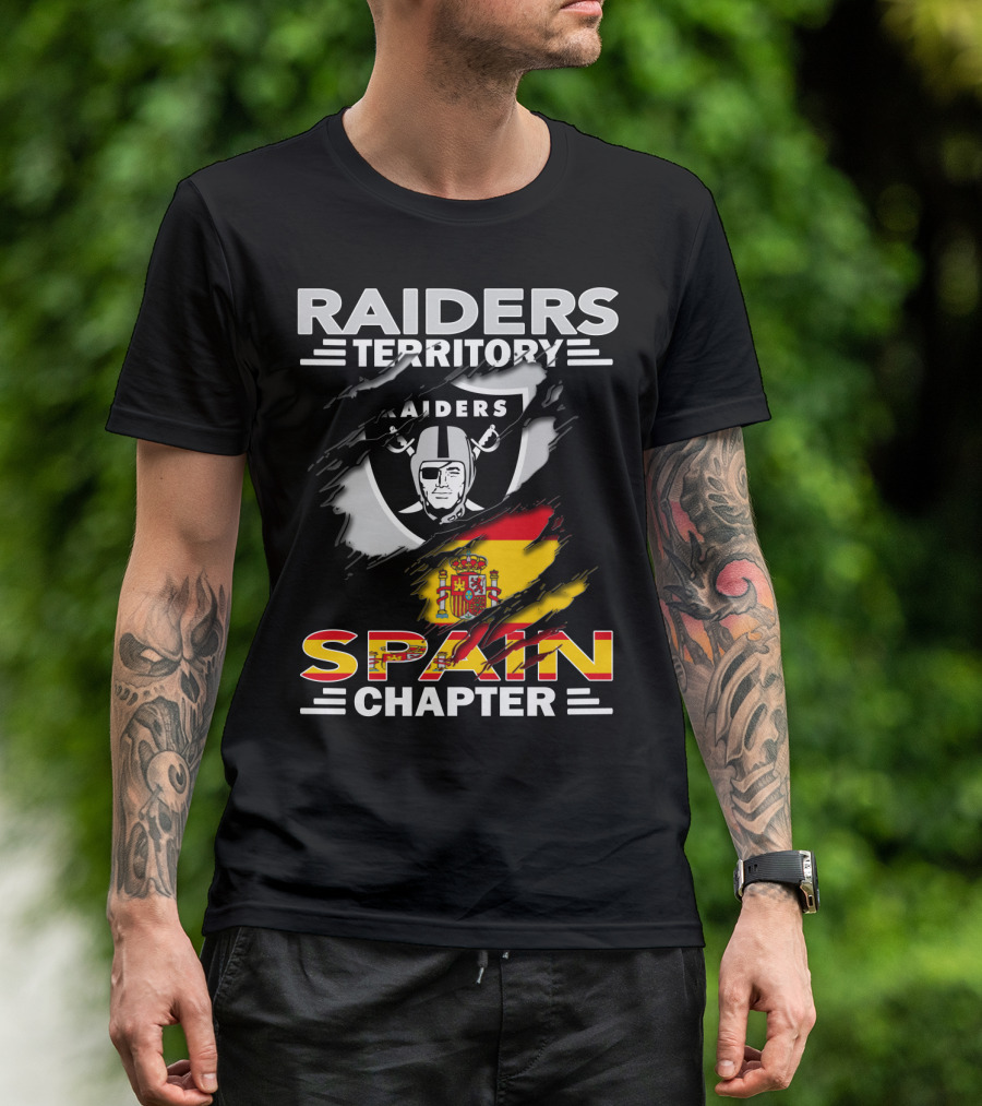 RAIDERS TERRITORY SPAIN CHAPTER FLAG AND SHIELD T-Shirt
