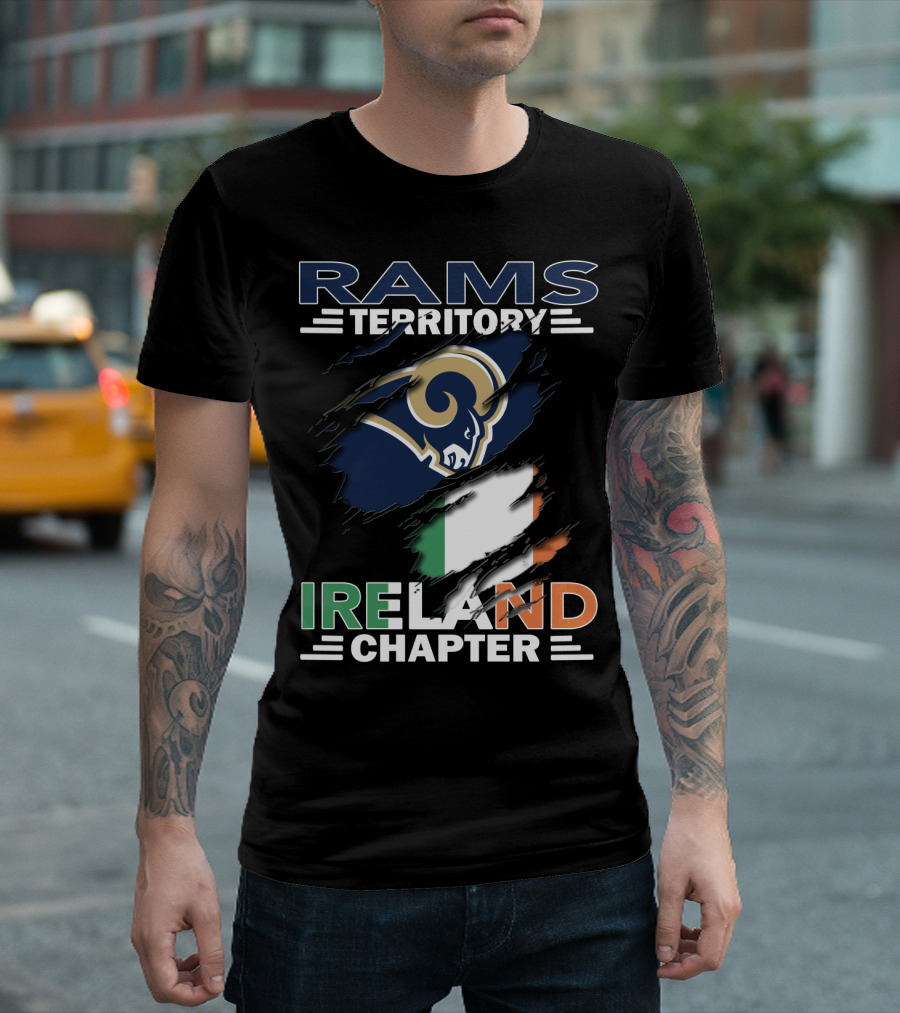 Rams Territory Ireland Chapter NFL Fan Logo With Irish Flag T-Shirt