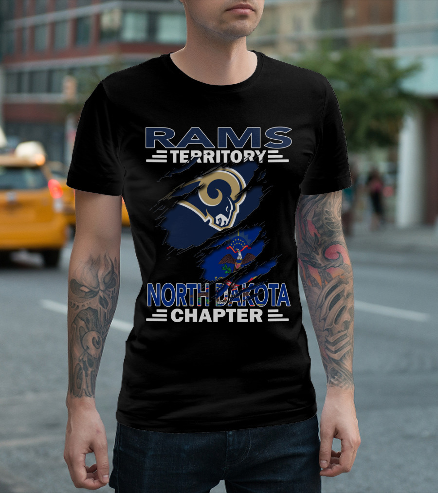 Rams Territory North Dakota Chapter With Rams Logo And State Flag Elements T-Shirt