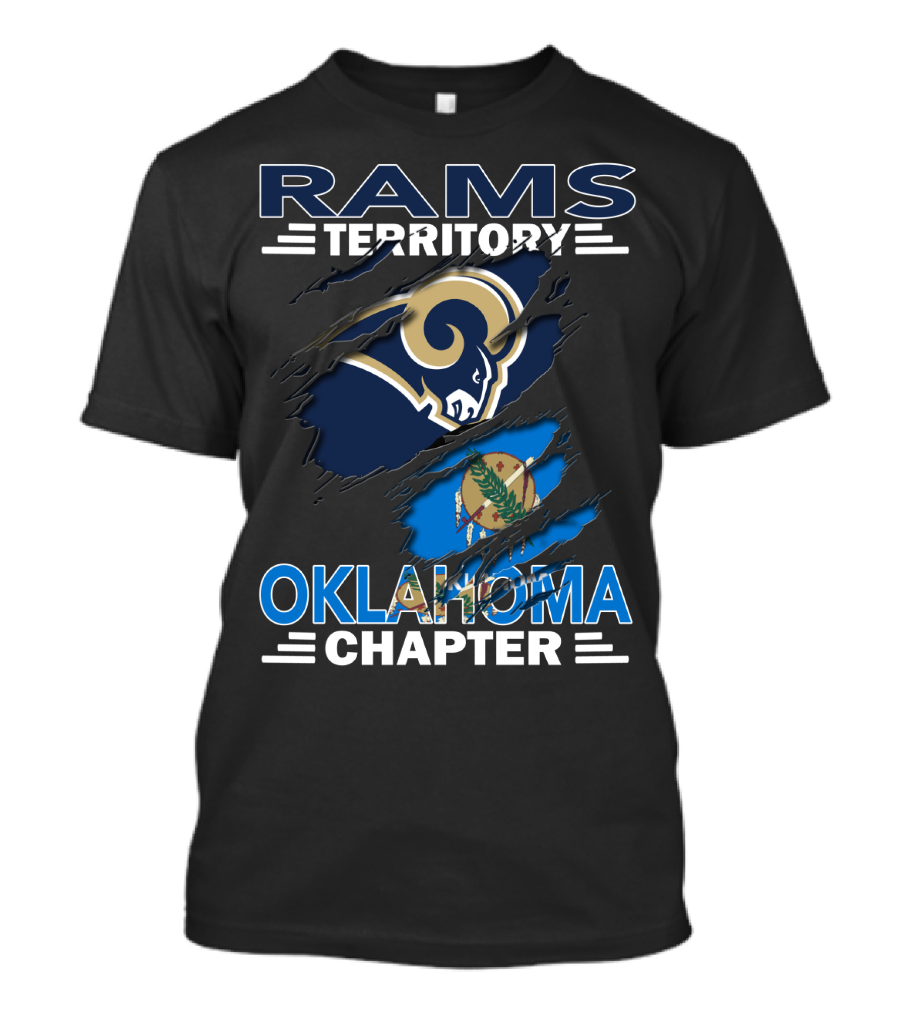 Rams Territory Oklahoma Chapter With Iconic Ram Logo And Oklahoma Flag T-Shirt