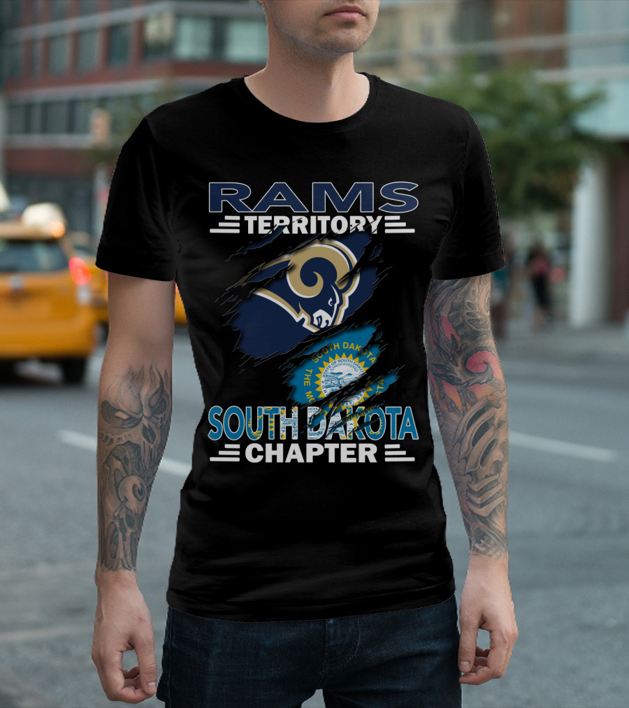Rams Territory South Dakota Chapter Los Angeles Rams Fans with State Seal T-Shirt