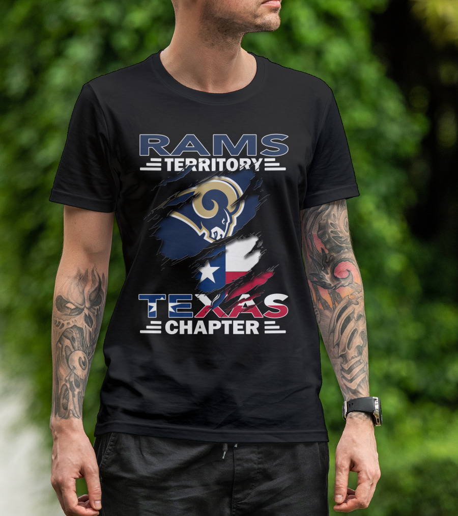 Rams Territory Texas Chapter Sports Logo With Flag T-Shirt