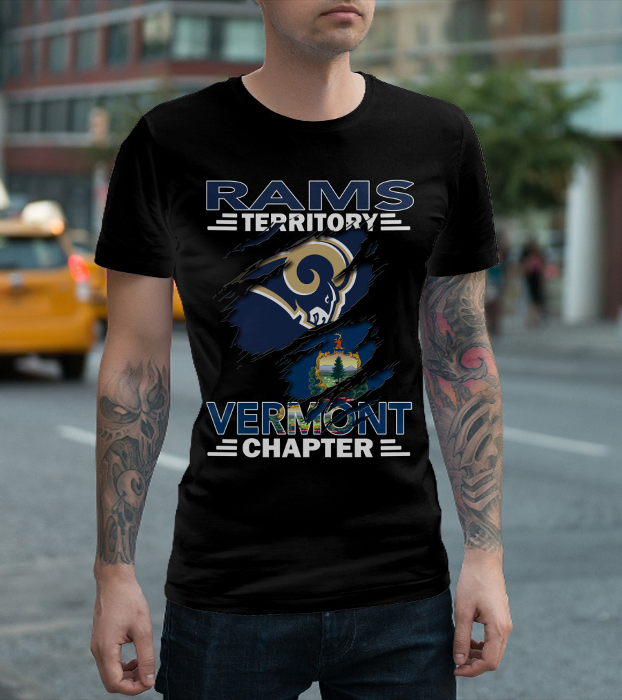 Rams Territory Vermont Chapter Logo with Claw Marks and Vermont State Seal T-Shirt