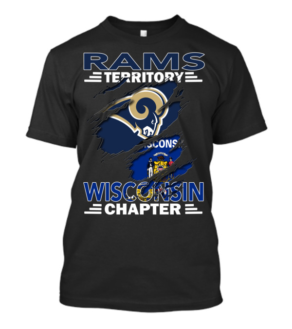 Rams Territory Wisconsin Chapter NFL Team Logo And State Flag融合 T-Shirt
