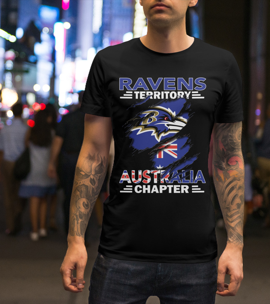 Ravens Territory Australia Chapter NFL Team Logo With Australian Flag T-Shirt