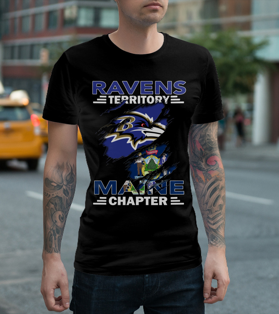 Ravens Territory Baltimore Logo Maine Chapter State Flag Integration T-Shirt