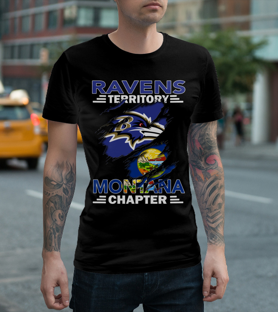 Ravens Territory Montana Chapter Baltimore Ravens Logo Montana Seal T-Shirt