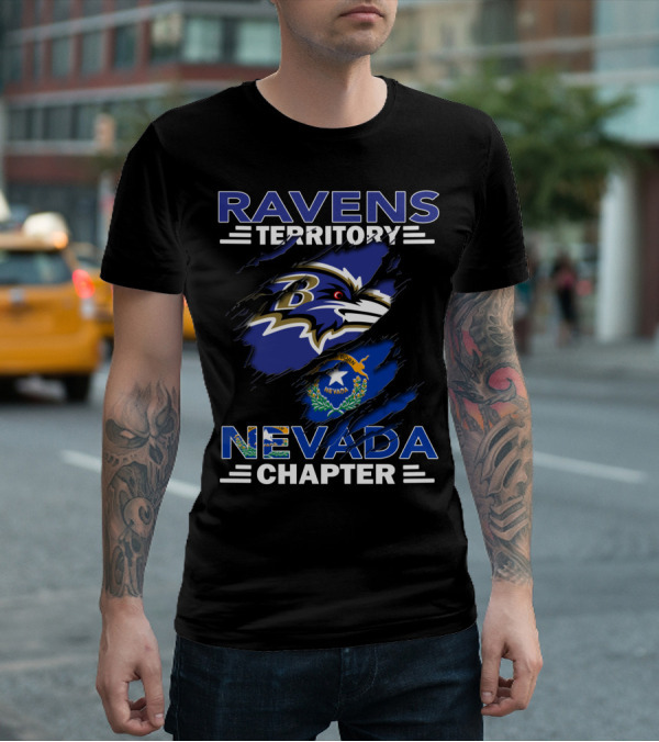 Ravens Territory Nevada Chapter Baltimore Football Iconic State Flag T-Shirt