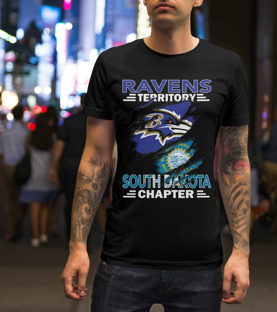 Ravens Territory South Dakota Chapter Baltimore Logo And State Emblem T-Shirt
