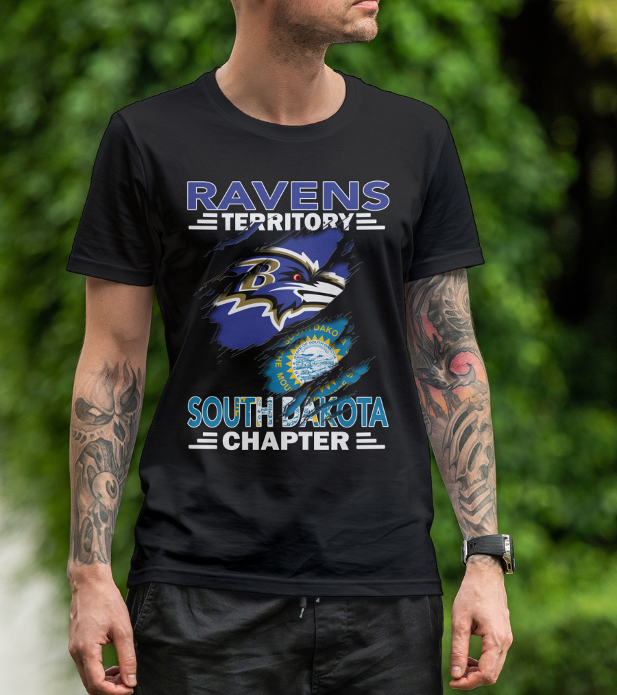 Ravens Territory South Dakota Chapter Baltimore Logo And State Emblem T-Shirt