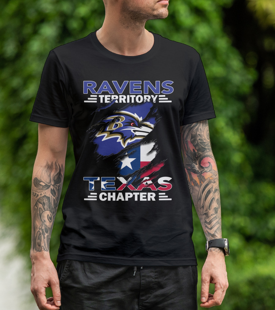 Ravens Territory Texas Chapter Baltimore Football Flag T-Shirt