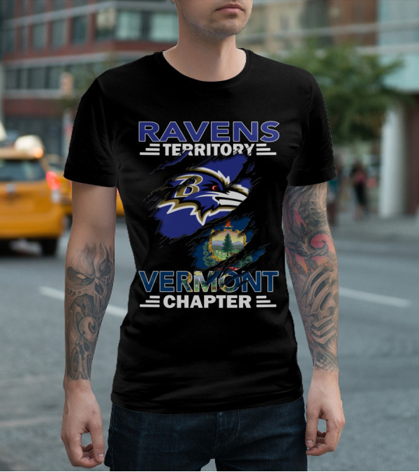 Ravens Territory Vermont Chapter Baltimore Ravens Logo Vermont State Seal T-Shirt