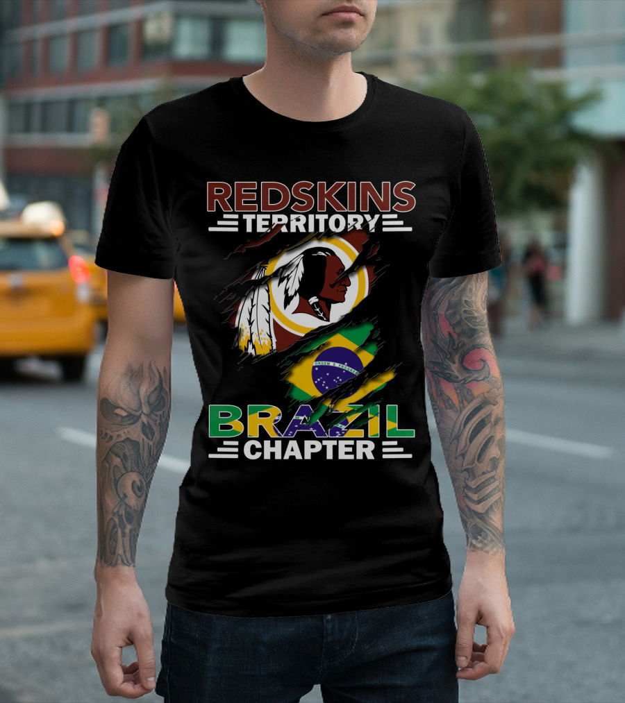 Redskins Territory Brazil Chapter Nfl Team Logo And Brazil Flag T-Shirt
