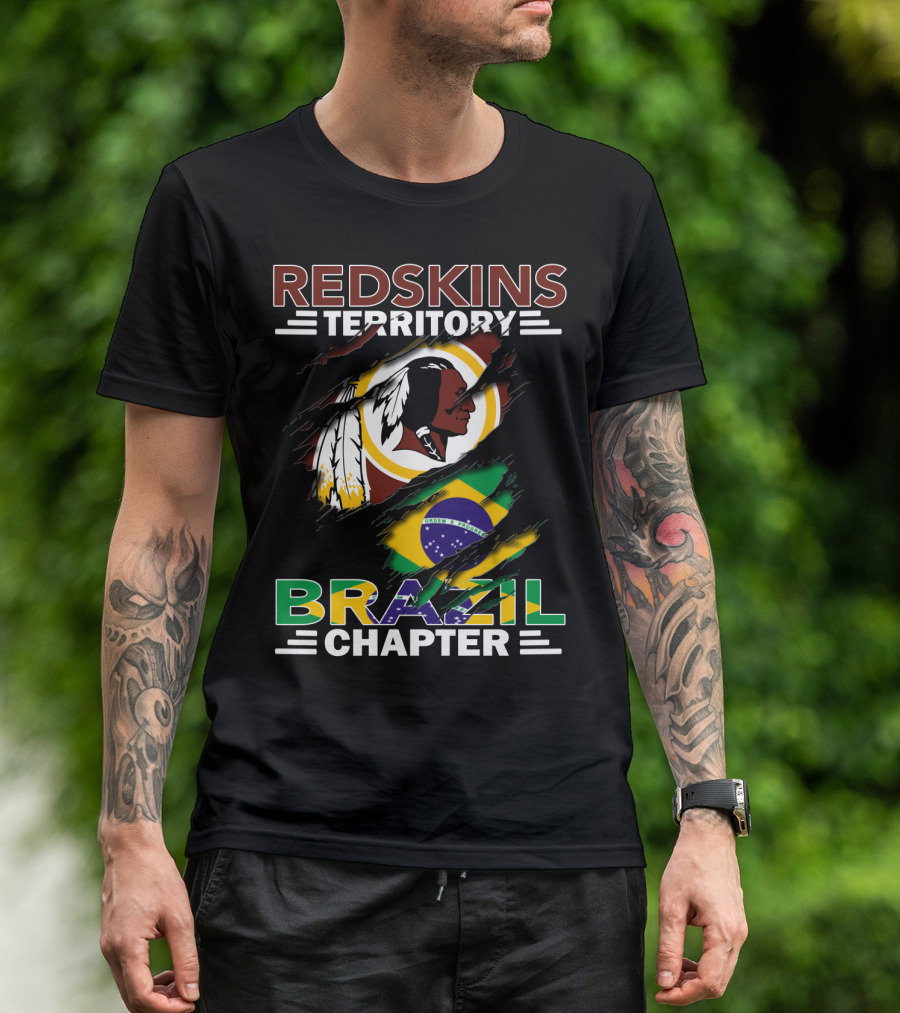 Redskins Territory Brazil Chapter Nfl Team Logo And Brazil Flag T-Shirt