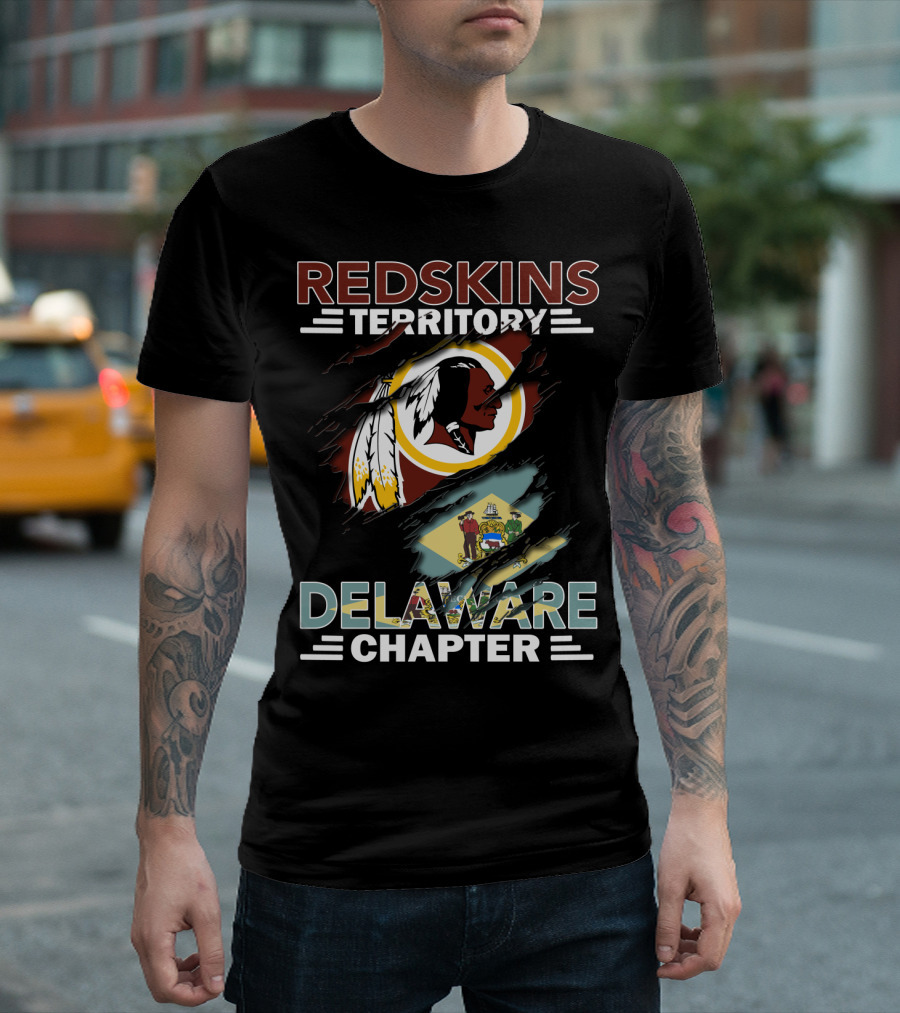 Redskins Territory Delaware Chapter Emblem With State Flag Elements T-Shirt