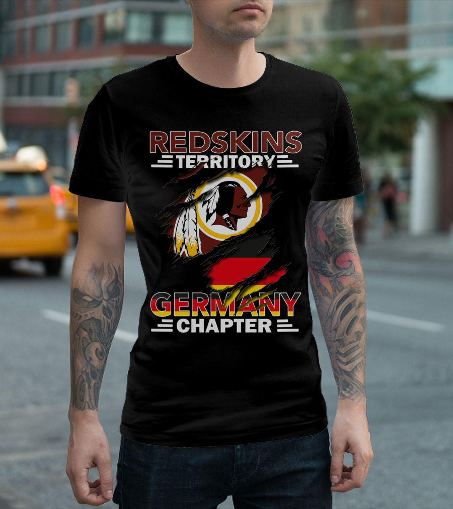 Redskins Territory Germany Chapter Football Fan Logo With Flag T-Shirt