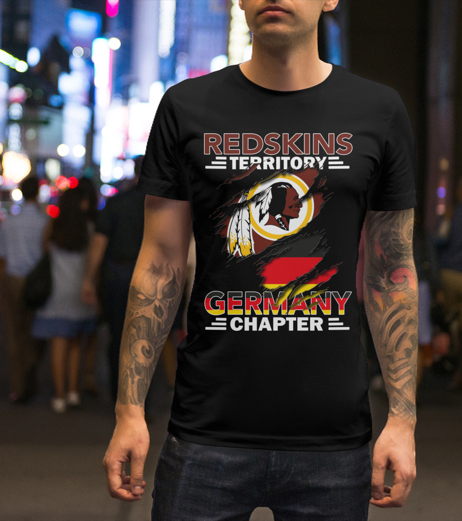 Redskins Territory Germany Chapter Football Fan Logo With Flag T-Shirt